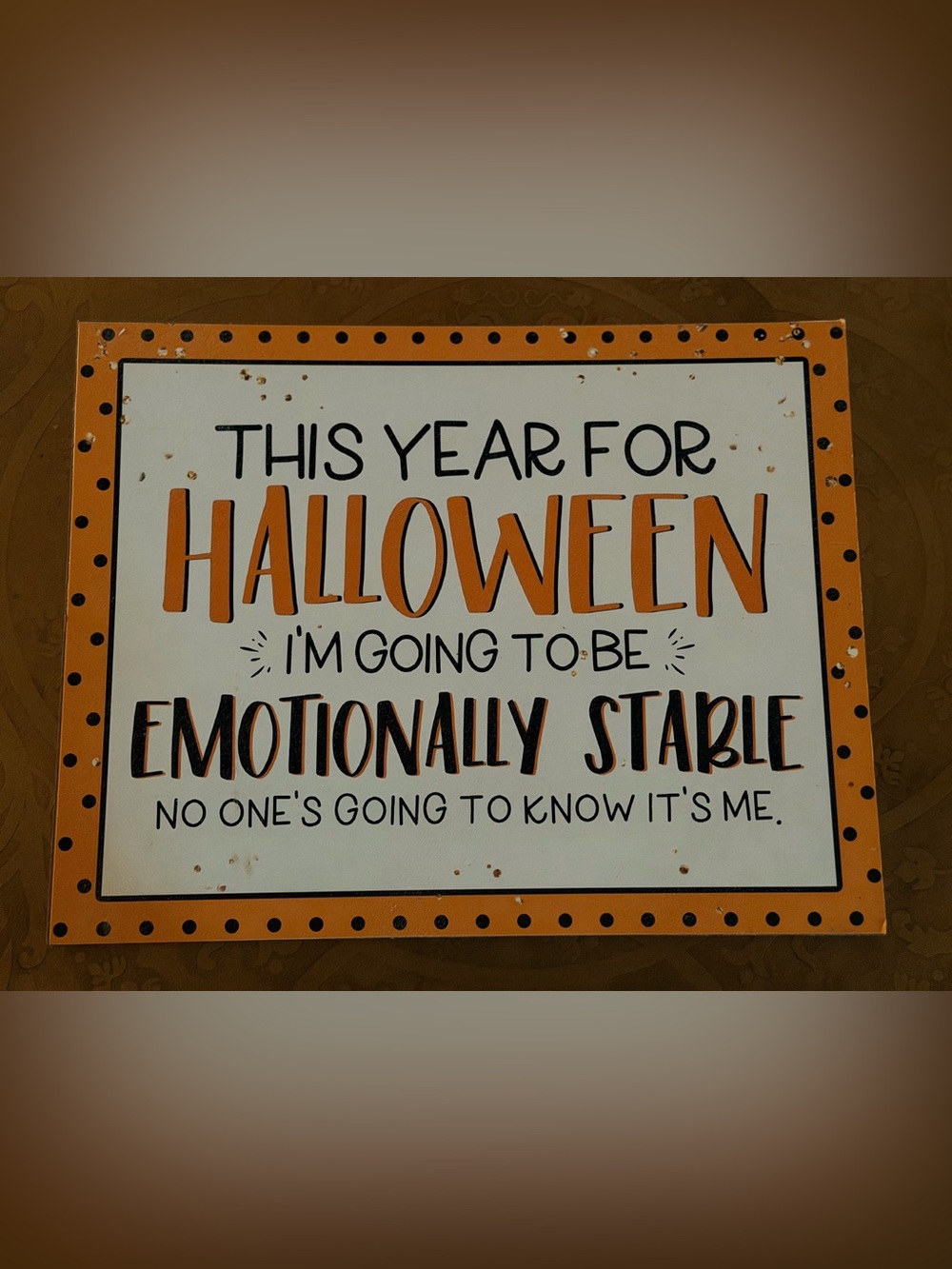 NWOT Custom Halloween Orange and Black Wall Sign - Festive Holiday Décor
